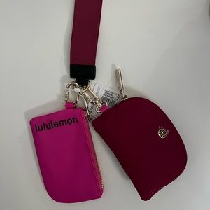 LULULEMON ATHLETICA dual pouch wristlet - Sonic pink/Pomegranate/black